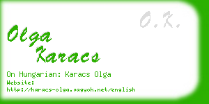 olga karacs business card